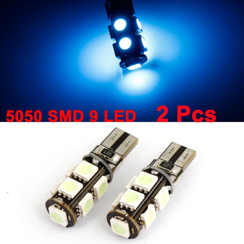 2pcs t10 w5w 168 9 5050 smd led canbus interior dome wedge light bulb blue