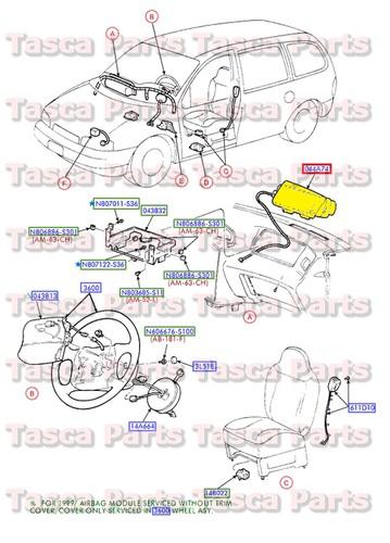 New oem rh air bag restraint module medium dark graphite 2001-03 ford windstar