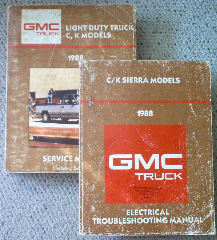 1988 gmc light duty truck c & k models shop service manual set (of 2) 88 oem  