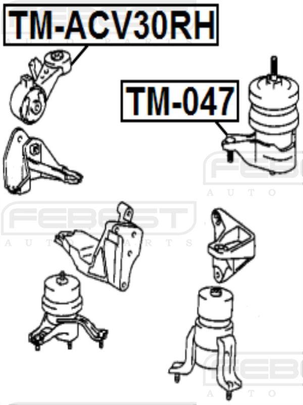 Right engine mount - toyota camry acv3#/mcv3# 2001-2006 oem 12363-20120