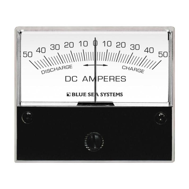 Blue sea 8252 dc zero center analog ammeter - 2-3/4" face, 50-0-50 amperes dc