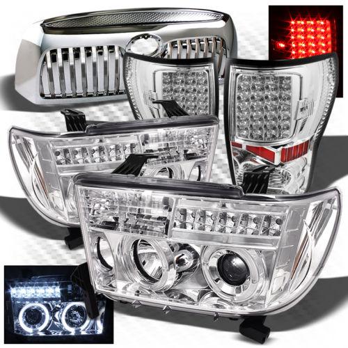 07-09 tundra chrome halo pro headlights + led tail lights + chromed front grille