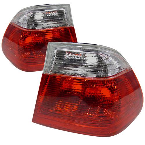 99-01 bmw e46 325i 330i 4d euro red/clear tail lights