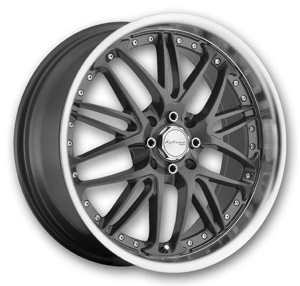 Katana gr4 18x7.5 gunmetal machine lip 5x114.3 5x100 +40mm