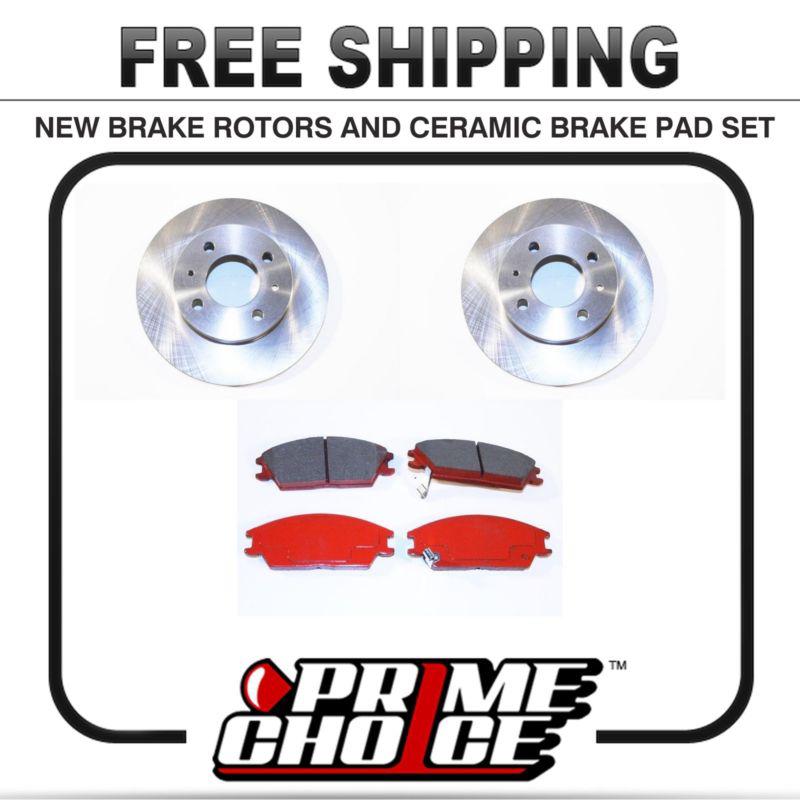 Premium front ceramic brake pads and disc rotors complete kit left & right pair