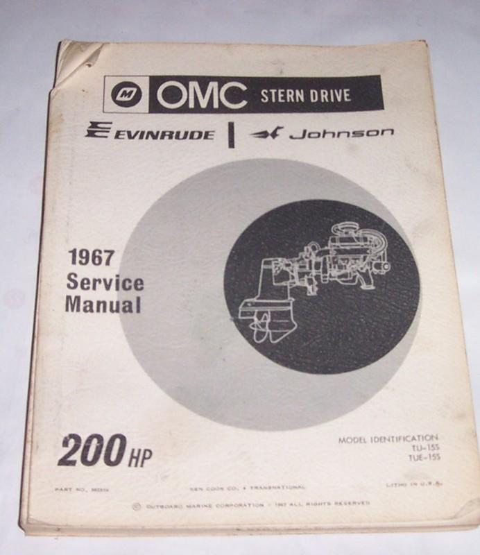 1967 omc evinrude johnson stern drive 200 hp factory  service manual