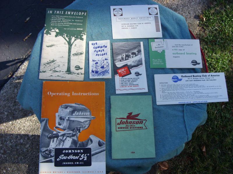 Johnson outboard sea horse 5 1/2 horse owners manual 1955 or 54 lots of extras