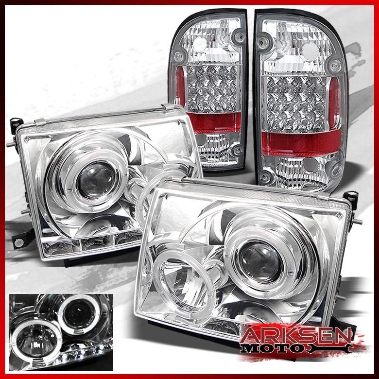 97-00 2wd 98-99 4wd tacoma halo projector led headlights+chrome led tail lights