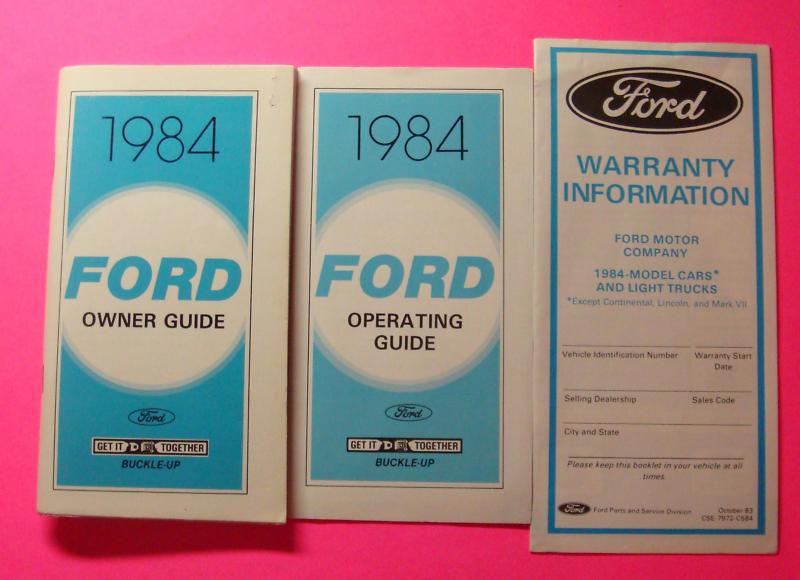 1984 ford car owner's guide/manual..operating guide & warrenty folders