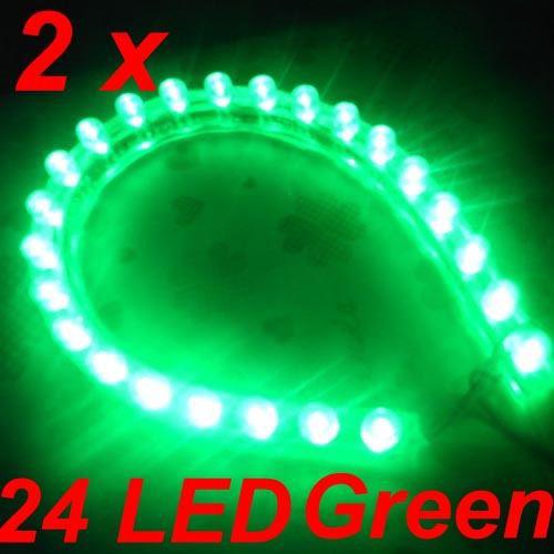 2  flexible 24 led 24cm car light lamp lights green 12v