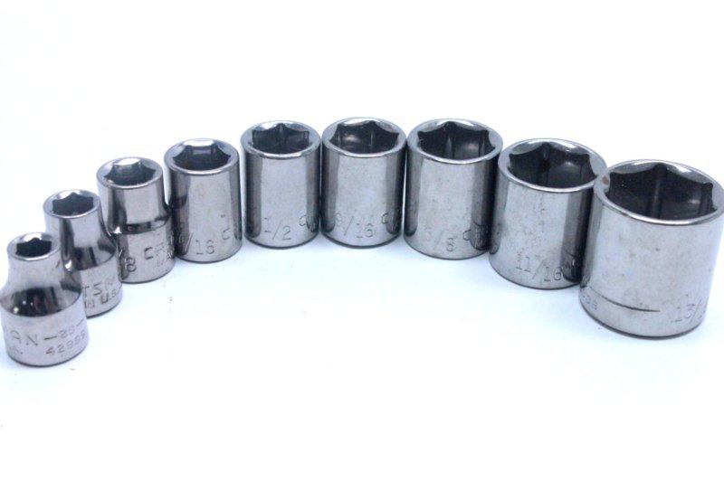 9 pc. craftsman socket set 3/8" drive 1/4 - 13/16 short well 6 point standard