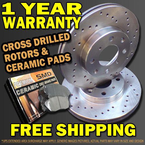 A0387 front+rear cross drilled brake rotors ceramic pads *check detail