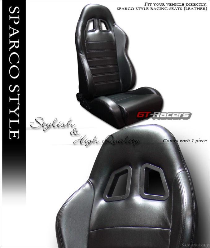 1x sp sport style jdm blk pvc leather racing bucket seat w/slider subaru saturn