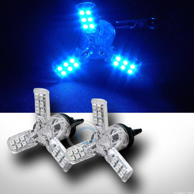 2pc 7440 spider lite 24 smd led bright blue backup/reverse tail light bulb aa16