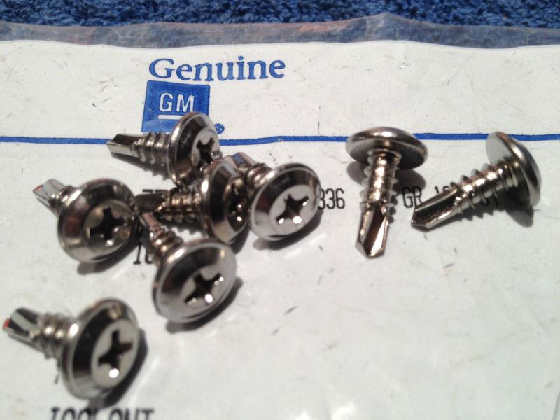 Nos gm 61-75 chevy,olds,pontiac chrome glove box screw set z28,gto,442,firebird