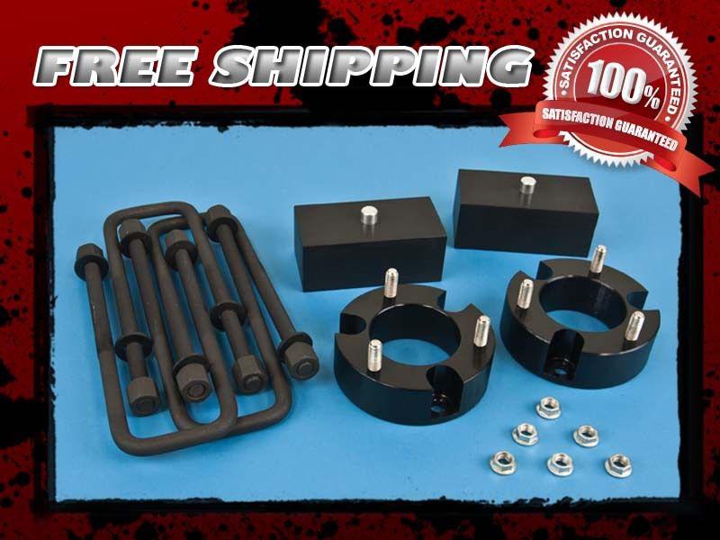 Black aluminum lift kit front 2.5" rear 1" coil spacer block u-bolt 2wd 4x2