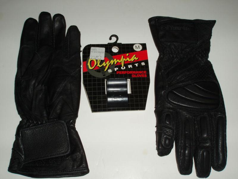 New men's olympia motorcycle black leather padded  gloves, medium, $49