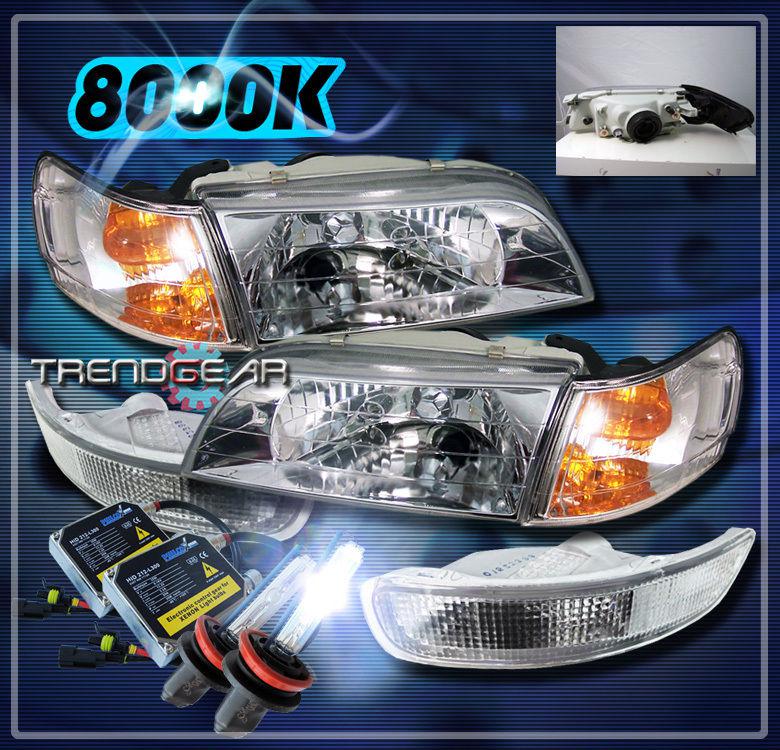 93-97 toyota corolla crystal head lights+corner+bumper+hid 8000k signal 94 95 96