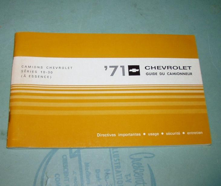 1971 chevrolet gm canada nos orig french truck 10-30 owners manual pickup blazer