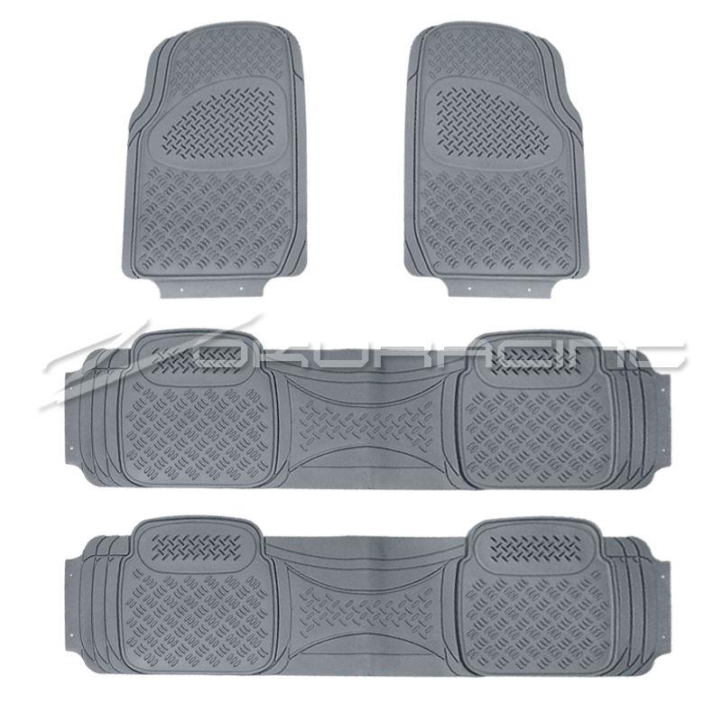 All weather gray pickup truck suv van car auto rubber floor mats 4pc set