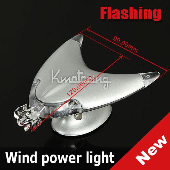 Silver wind powered power led flashing decorative light lamp car motor auto