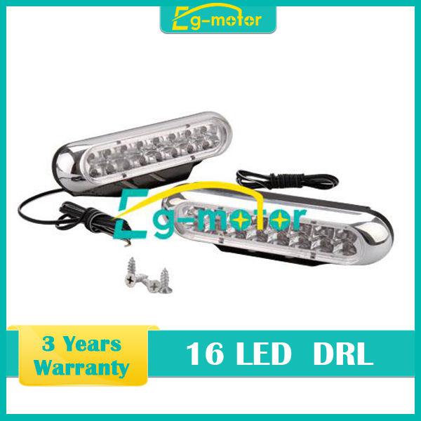 2x car 16led drl driving daytime running day led light head lamp  white new 12v