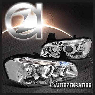 00-01 nissan maxima chrome led drl halo projector headlights