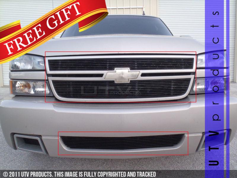 2006 chevy silverado ss 1500 upper & bumper billet grille 3pc kit black 06