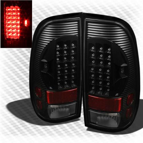 97-03 ford f150 f250 styleside led black tail lights lamp brake pair new set