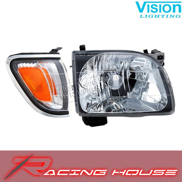 Right passenger headlight rh corner light +bright bezel 01-04 toyota tacoma