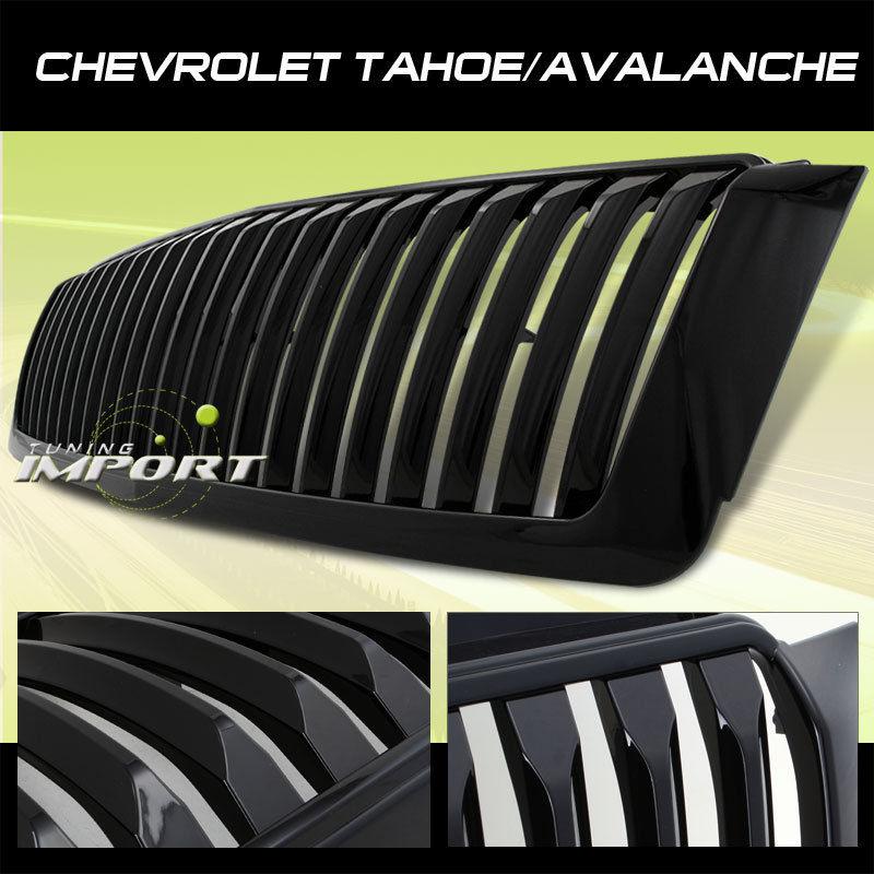 07 08 09 chevy avalanche 1pc black vertical style front grille grill new