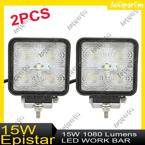 2 x 15w 1080 lumens work light 12v 24v 4x4 offroad atv suv epistar led save 30w