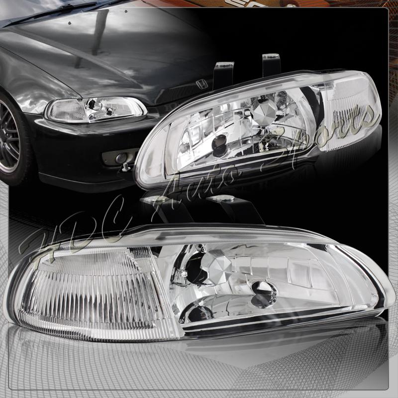 1992-1995 honda civic hatchback/coupe chrome headlight lamps+clear corner lights