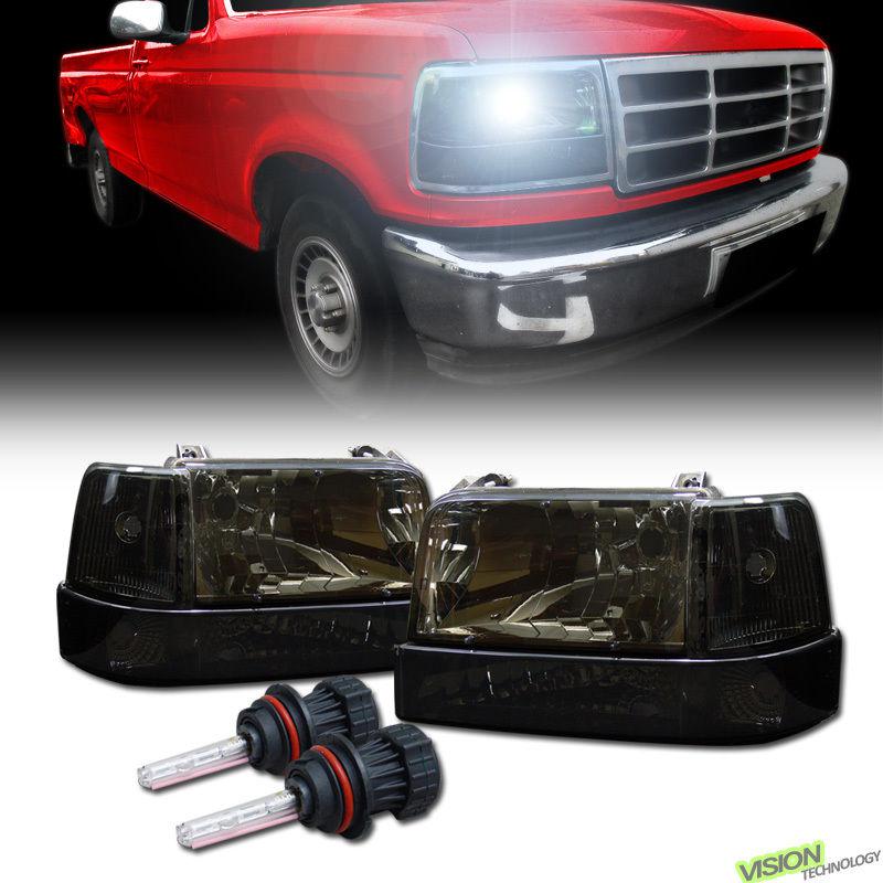 Smoke lens head lights+turn signal/parking lamps+9007 high+low beam bi-xenon hid