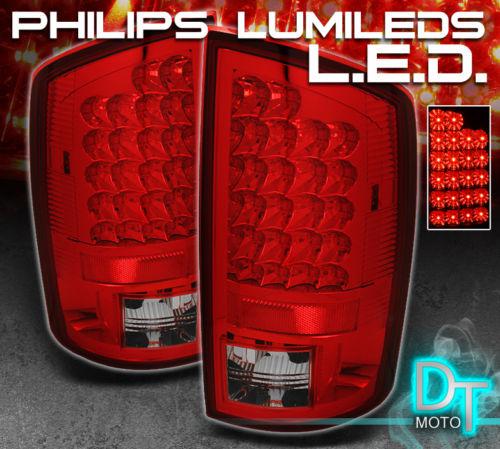 02-06 dodge ram pickup philips-led perform red clear tail lights lamp left+right