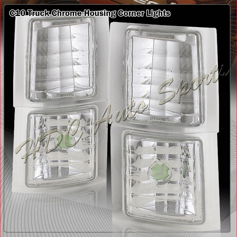 1994-1998 gmc c10 chrome housing clear lens corner turn signal light lamps