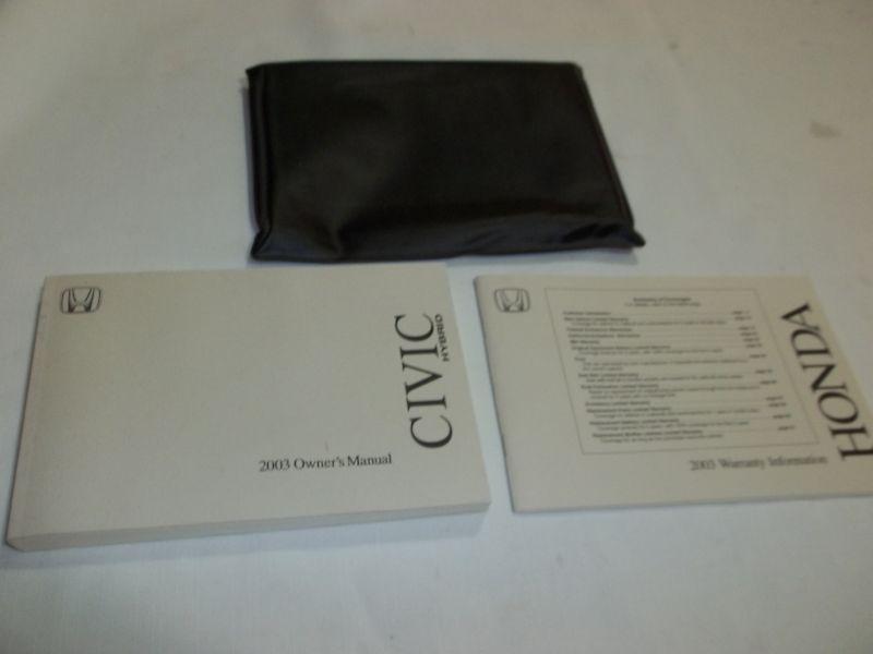 2003 honda civic hybrid owner's manual 3/pc.set & black plastic dealer case. oem