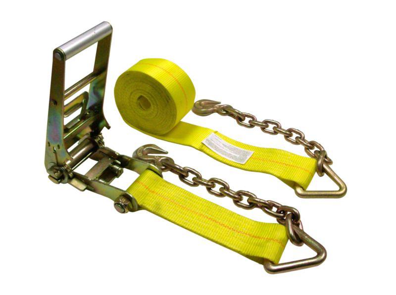 Ratchet tie down strap w/ chain extensions 3" x 30' 
