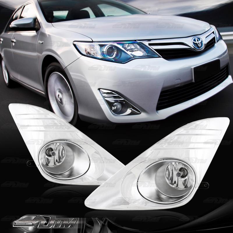 2012 toyota camry clear lens chrome housing white cover bumper fog light lamp