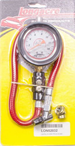 Longacre 52032 liquid filled 2½” gid tire gauge 0-15 by ¼ lb imca circle track