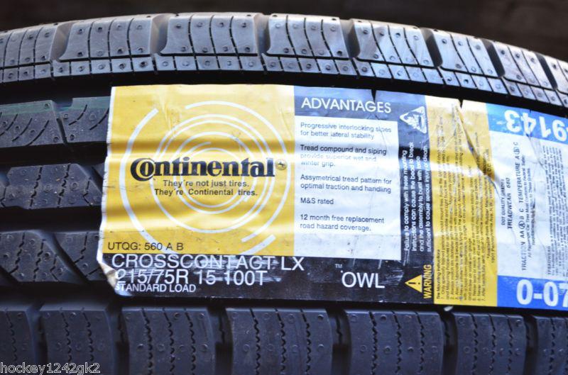 1 new 215 75 15 continental crosscontact lx tire