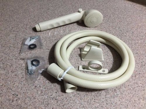 New tan rv camper marine home 60&#034; shower hose and head kit on/ off hand held