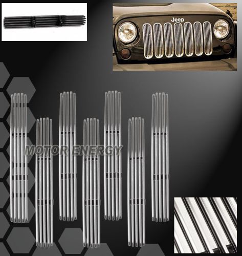 1997-2006 jeep wrangler front upper billet grille grill insert 7pcs set aluminum