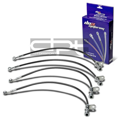 4-pcs full stainless steel hose brake line kit for 97-01 prelude bb6 h22a4 black