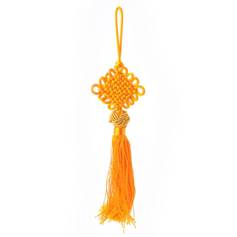 Auto car interior hanging decoration yellow lucky ball tassel chinese knot