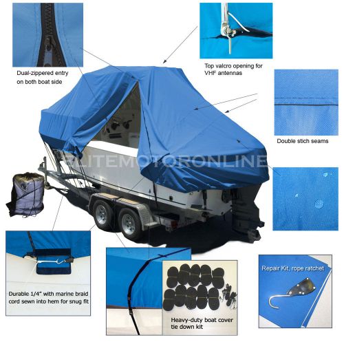 Grady-white 228 / 226 seafarer walk around cuddy t-top hard-top boat cover blue