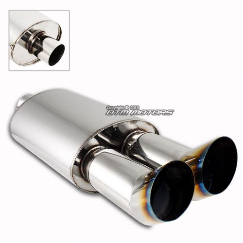 3&#034; dtm dual burnt tip stainless 2.5&#034; inlet weld-on exhaust muffler for aucra