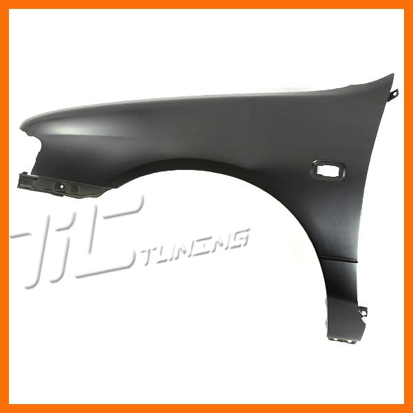 99-02 infiniti g20 driver side front fender primered steel w/side lamp hole left