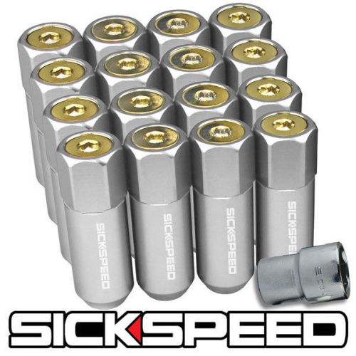 16 polished/24k gold aluminum extended 60mm locking lug nuts wheels 1/2x20 l30