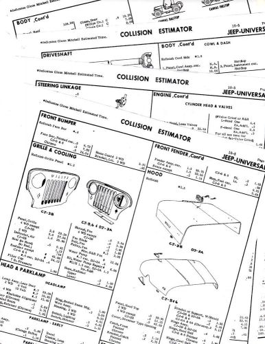 Jeep universal cj3b cj5 cj5a cj6 cj6a d3a body parts list crash sheet $